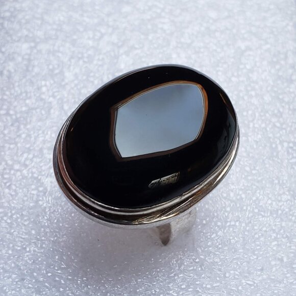 Big Unisex 925 BLACK ONYX Sterling Silver Ring Huge Large Women's Men's Jewelry - Picture 8 of 12